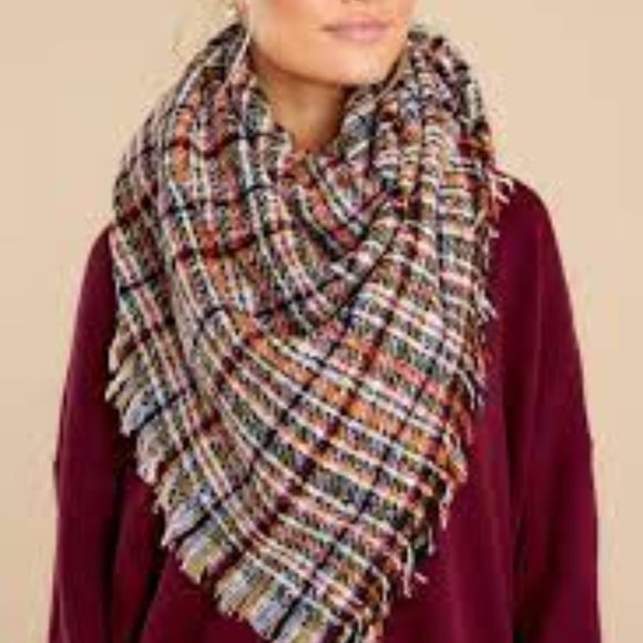 BLANKET SCARF Bohemia Winter Oversized Cozy Shawl Wrap Plaid Woven 50"x50" - Picture 1 of 6